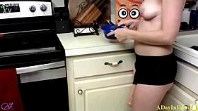 futanari redhead jerks off and squirts cum on cereal in fantasy