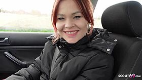 petite redhead lizzy rose gets picked up by german scout for rough casting fuck and cum in mouth.