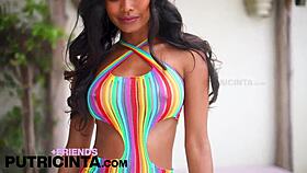 putri cinta strips colorful dress to reveal tight asshole! 😍