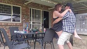 Neighbours Wife Outdoor Upskirt Fuck While He’s at Work!