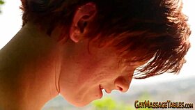 Gay twink’s ass gets pounded by masseur outdoors