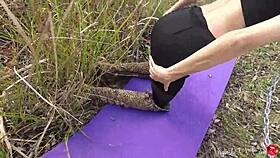 Kitty sucks stranger's dick outdoors passionately