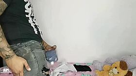 after a shower, i catch my hermanastra’s horny hijastro with my underwear and we end up banging