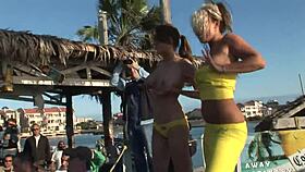 South Padre spring break fun: Coeds strip for a prize