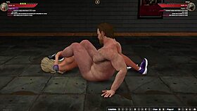 Nelly battles Ethan in naked 3D wrestling with rough anal action