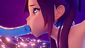 watch mona get involved with a slime in this hentai scene