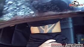 Sex in burger king mcdrive with german gothic street whore