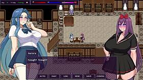 In City Of Secret Pt 3, The Horny Slut Exposes Herself To The Whole Class. She Defeats The First Boss In Hentai Gameplay.