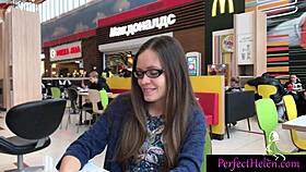 Hot girl public blowjob dick stranger and cum swallow at the resort