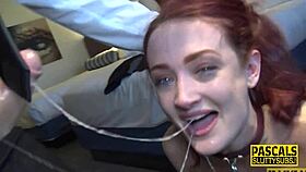 skinny redhead submissive throats deep 😈