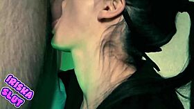 OMG, this hot masked girl just took cum in her mouth... insane!! 😍