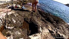 bbw shows off hairy pussy while walking nude in public spots