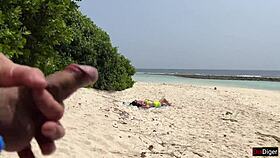 Man, this voyeur jerking off to busty milf and stepdaughter is wild! 😲