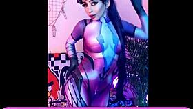 widowmaker cosplay girl alicebong fucks her ass with anal toys.