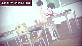 Busty teacher says, 'Fuck me hard in class.'