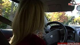 black guy fucks a blonde milf with big tits while she wears nylon stockings, cum on tits.