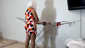 An old housewife eagerly tries new things with a willing partner.