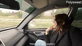 Hot Blowjob in Car, Then Pegging Public, Bitch Moans Loud!