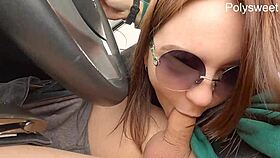 Hot Blowjob in Car, Then Pegging Public, Bitch Moans Loud!