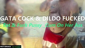 Amateur Gata Gets Cock And Dildo Fucked, Licks Pussy, Cums On Ass