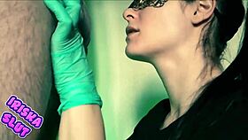 OMG, this hot masked girl just took cum in her mouth... insane!! 😍