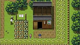 Natsuki enjoys a naked bath in the hentai game