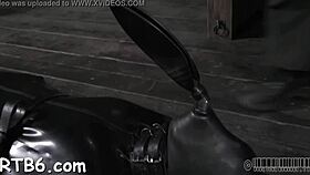 A sexy woman gets a BDSM collar and opens her legs widely