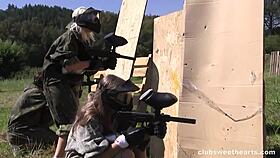 I join three sweethearts in a shaved pussy orgy with blowjob and cumshot.