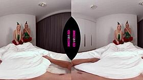 two blonde elves are here to make your christmas better with some naughty fun