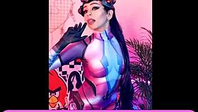 widowmaker cosplay girl alicebong fucks her ass with anal toys.