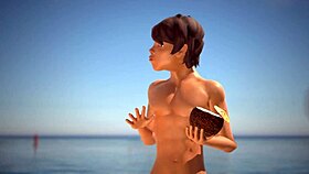 Oily babe gets her pussy pounded at the beach in 3d animation.