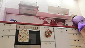 hey stepson, spying on stepmom in the kitchen, wanna see under my skirt?