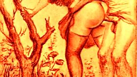 Vintage cartoon art explores antique erotic themes in anime style.