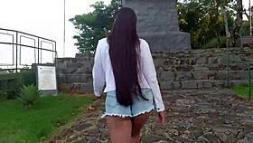 gostosa with gorgeous tits having wild sex and showing off at famous brazilian tourist spot