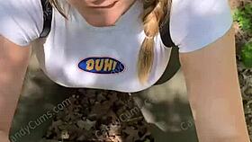 i spotted a jogger on the hiking trail and she gave me a deepthroat in pov, with her blonde and brunette friends joining in for blowjobs and outdoor fun