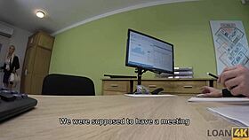loan4k creditor lets milf play with his dick at office