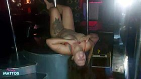 in the swing house, she sits on faces and gives blowjobs to everyone, clothes ripped in public fun