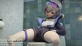 Silver Wolf Caught Giving Footjob And Blowjob