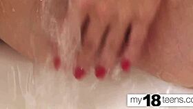My18Teens 18+s tiny teen 18+ fingers wet pussy to intense female orgasm in close-up action. Raw lust unleashed!