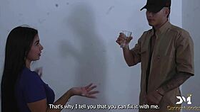 what’s with this cuckold wife eating cum from painter’s big cock - danner mendez & silvana lee?