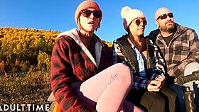 Polyamorous babes share sauna massages together