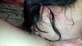 Young adult performs deep oral in homemade video
