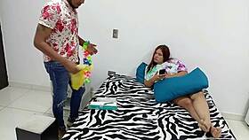 my skinny latina stepbrother bends me over in missionary for hardcore sex with his big cock, cumming inside - homemade highlight