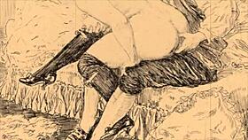 These vintage erotic drawings come from an antique anime collection.