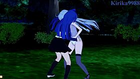 chris yukine and tsubasa kazanari and maria cadenzavna eve intense lesbian play