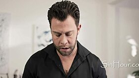 I am a lucky two-timing husband getting deepthroat from a blonde secretary with big tits and huge milf brunette latina