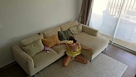 cheating husband tricks babysitter with candy in hidden cam story.