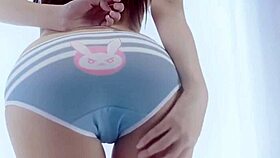 Ever seen a D.Va girl's tight asshole in close-up POV dildo action?