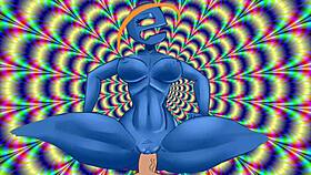 Psychedelic slut rides in hentai 😈