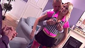 Policewoman In Uniform And Whore In Leggings Get Pierced In Intense 4some Facial Cumshot